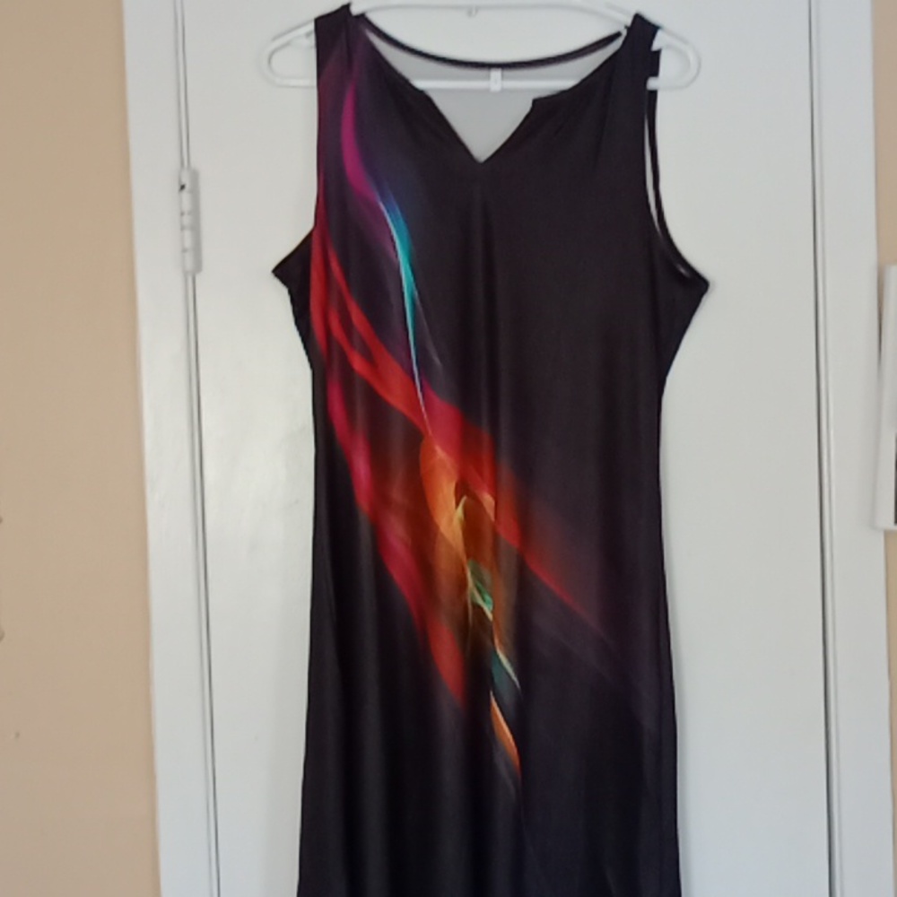 Black dress with multi colored design
